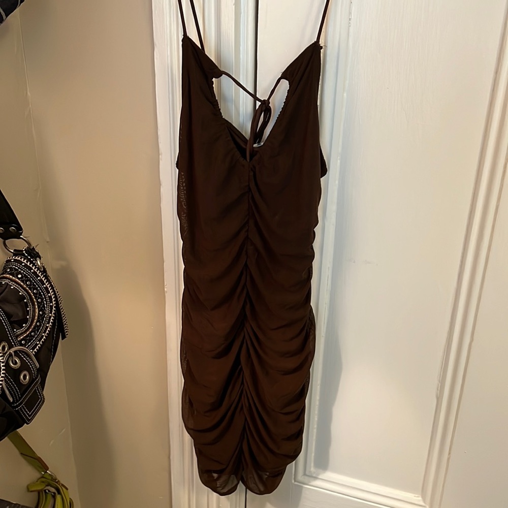 Motel Rocks brown ruched bodycon mini dress
